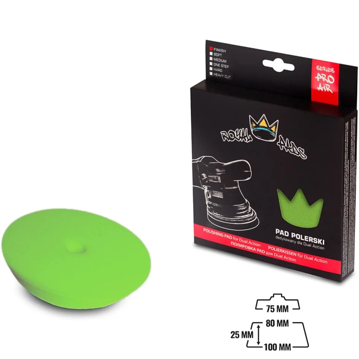 Royal Pads AIR Finish Schaum-Polierpad 80mm grün