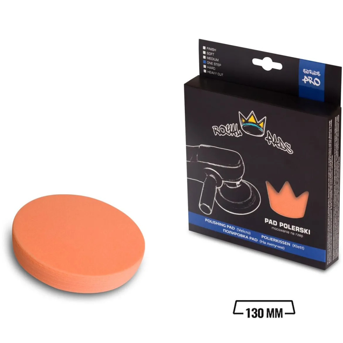 Royal Pads - PRO One Step Schaum-Polierpad 130mm orange
