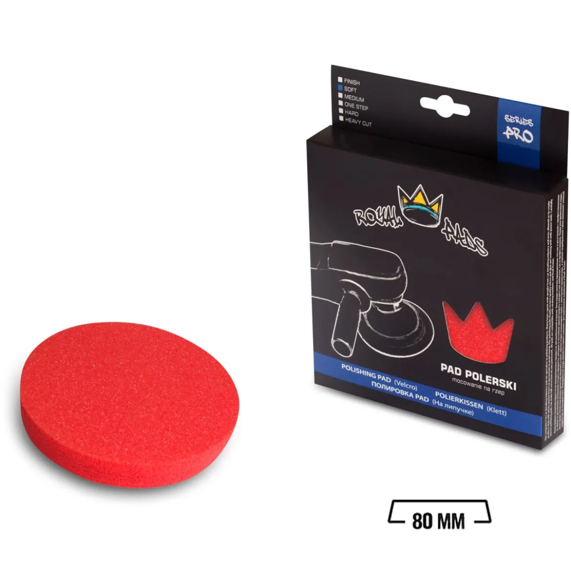 Royal Pads - PRO Soft Schaum-Polierpad 80mm rot