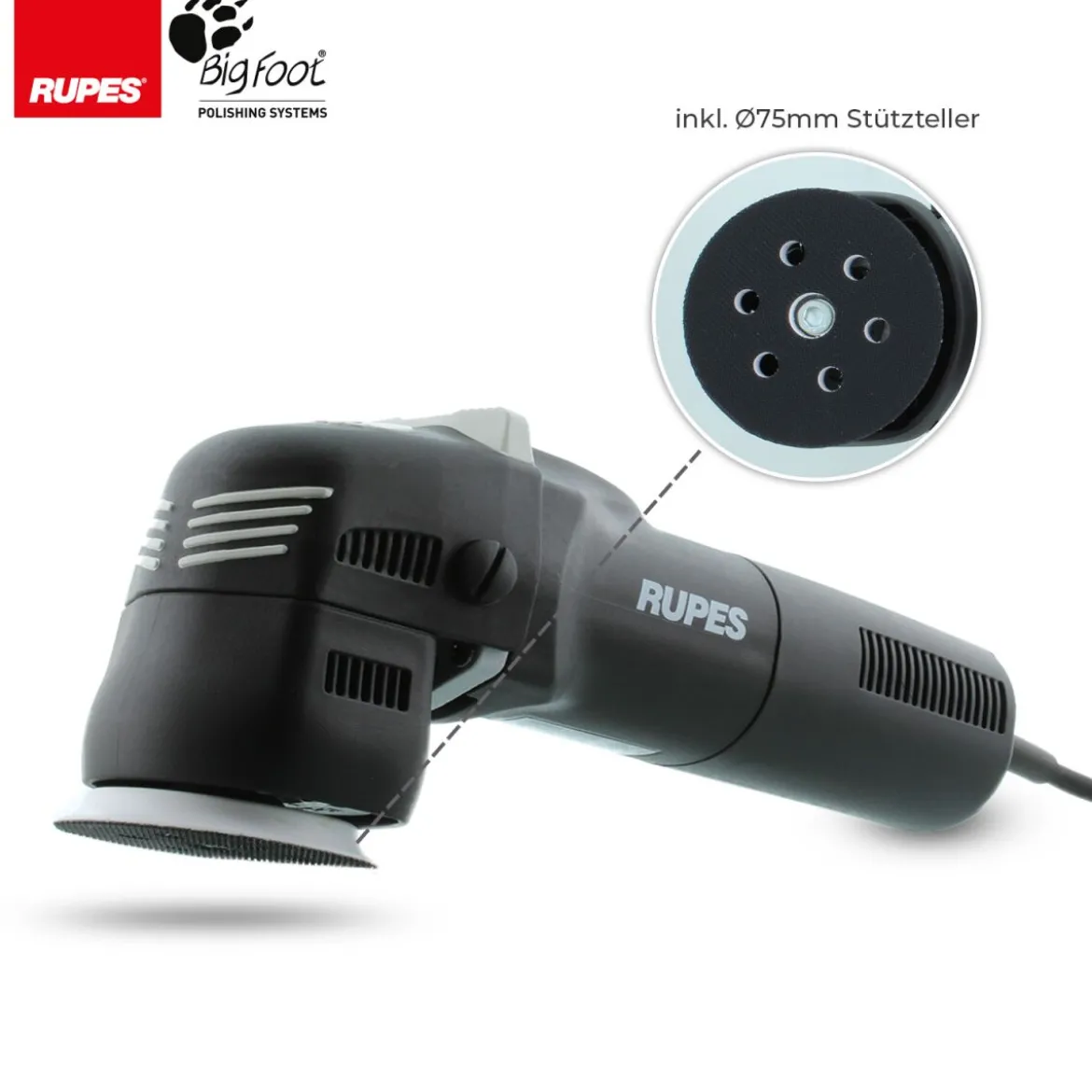 Rupes BigFoot LHR 75E Mini Exzenterpoliermaschine Basis Kit, 8-teilig