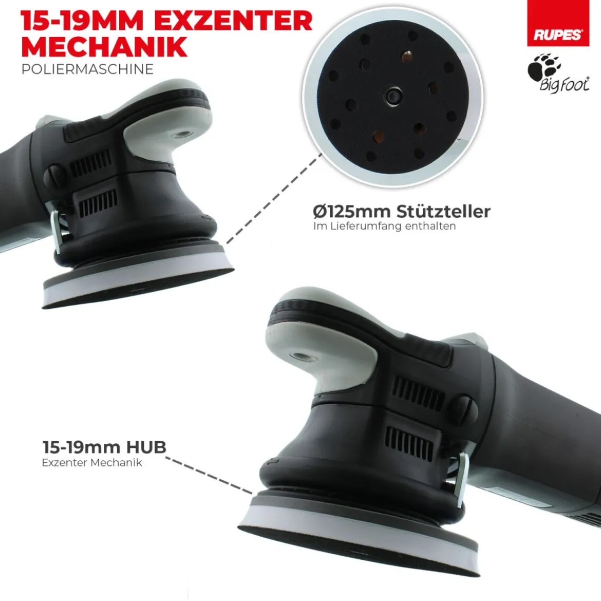Rupes BigFoot LHR 15MarkIII Exzenterpoliermaschine Basis Kit, 8-teilig