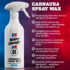 Shiny Garage Carnauba Spray Wax 2.0 Sprühversiegelung 500ml