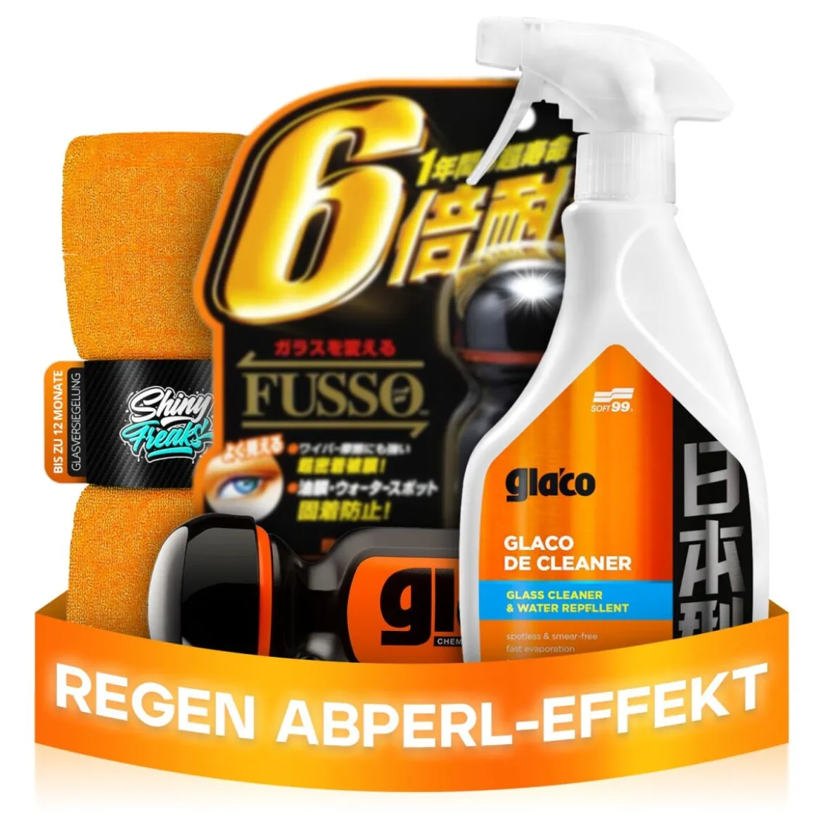 Soft99 Glas Set Glaco De Cleaner & Ultra Glaco + Tuch (3-teilig)