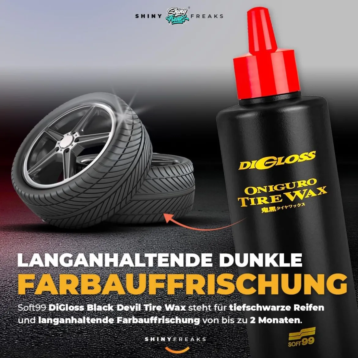 Soft99 Reifenpflege Set DiGloss Black Devil Tire Wax + Mikrofasertuch (5-teilig)