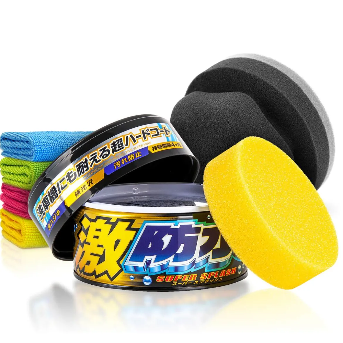 Soft99 Wachs Set Super Splash Dark + Zubehör (7-teilig)