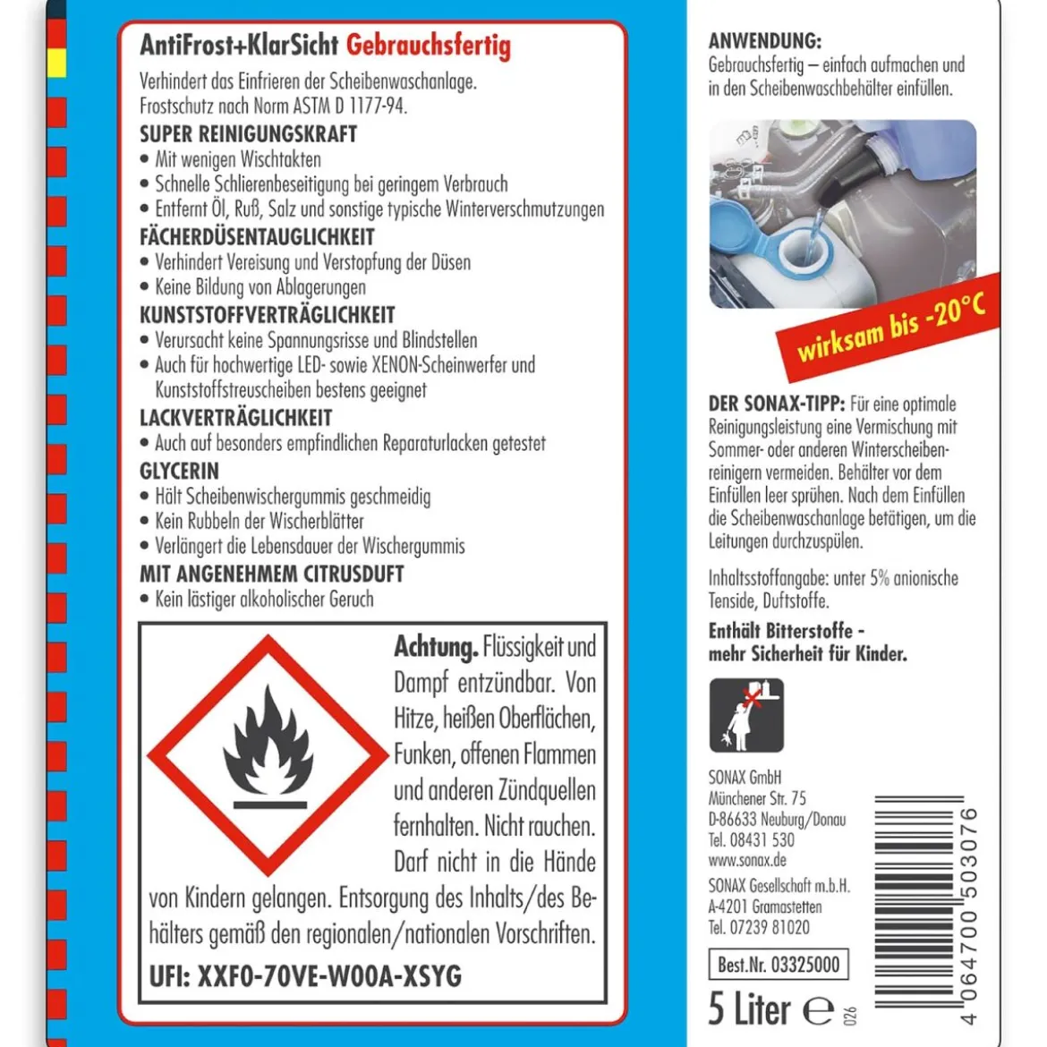 SONAX AntiFrost&KlarSicht bis -20°C Citrus 5L