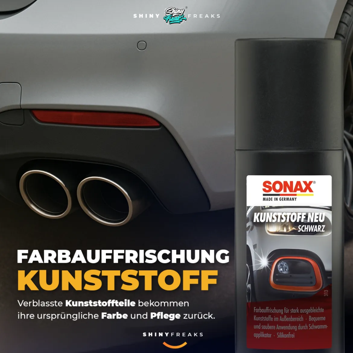 SONAX Außen-Kunststoffpflege-Set Kunststoff Neu 100ml + Zubehör (3-teilig)