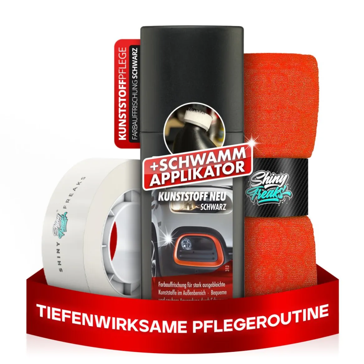 SONAX Außen-Kunststoffpflege-Set Kunststoff Neu 100ml + Zubehör (3-teilig)