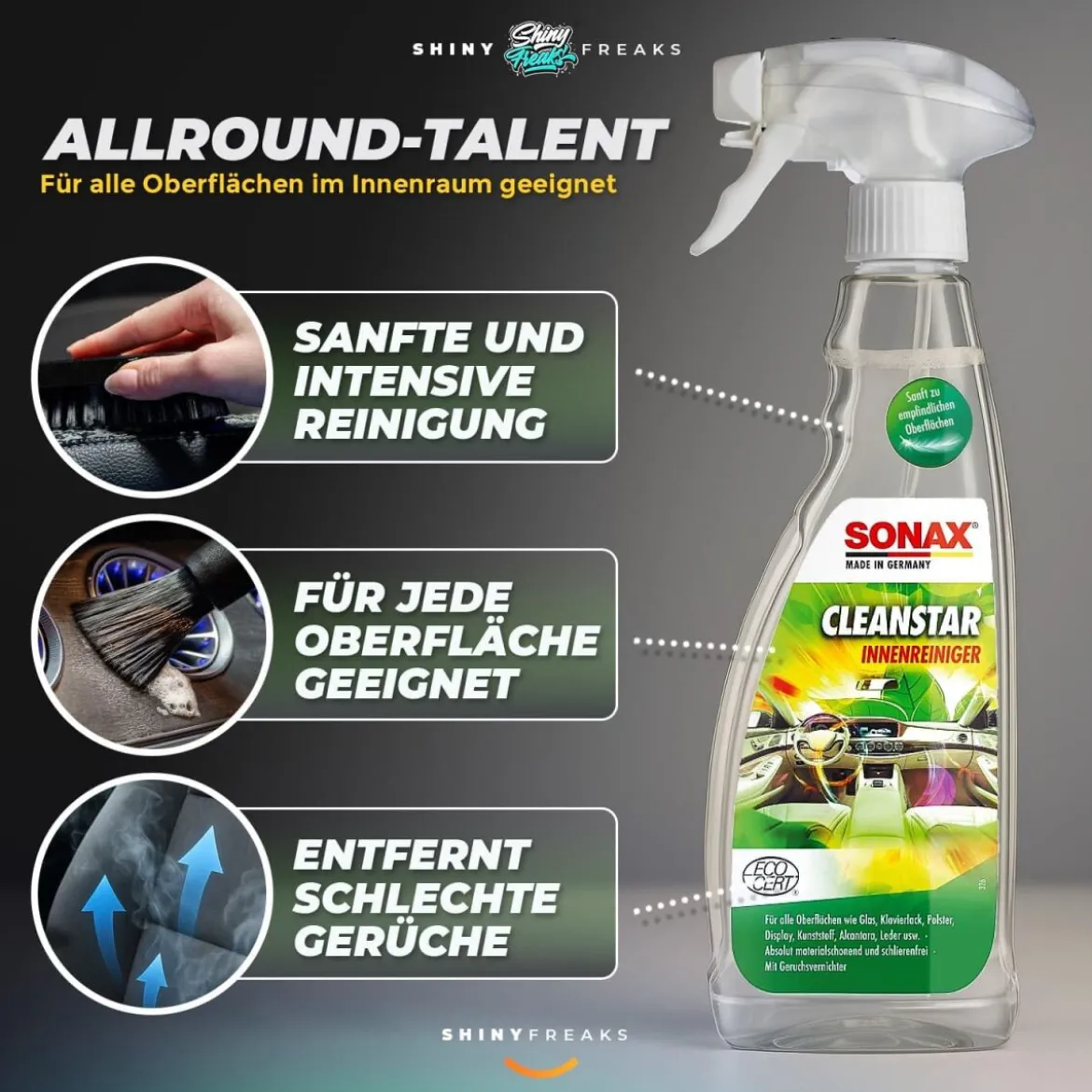SONAX Innenraum-Set CleanStar 750ml + Zubehör (5-teilig)