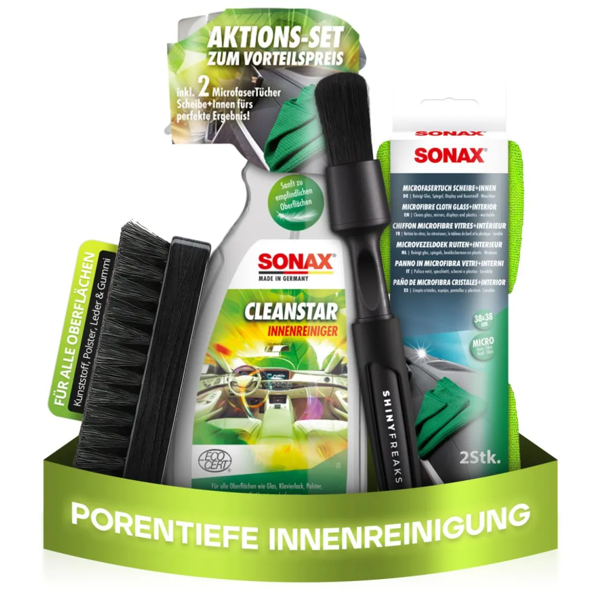 SONAX Innenraum-Set CleanStar 750ml + Zubehör (5-teilig)