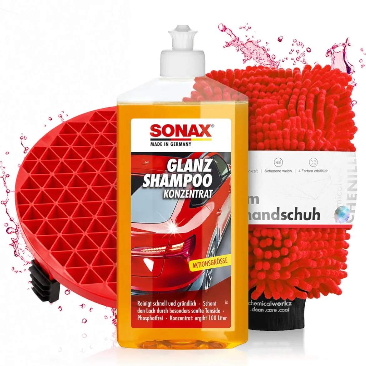 SONAX Wasch Set GlanzShampoo + Zubehör Upgrade (3-teilig)