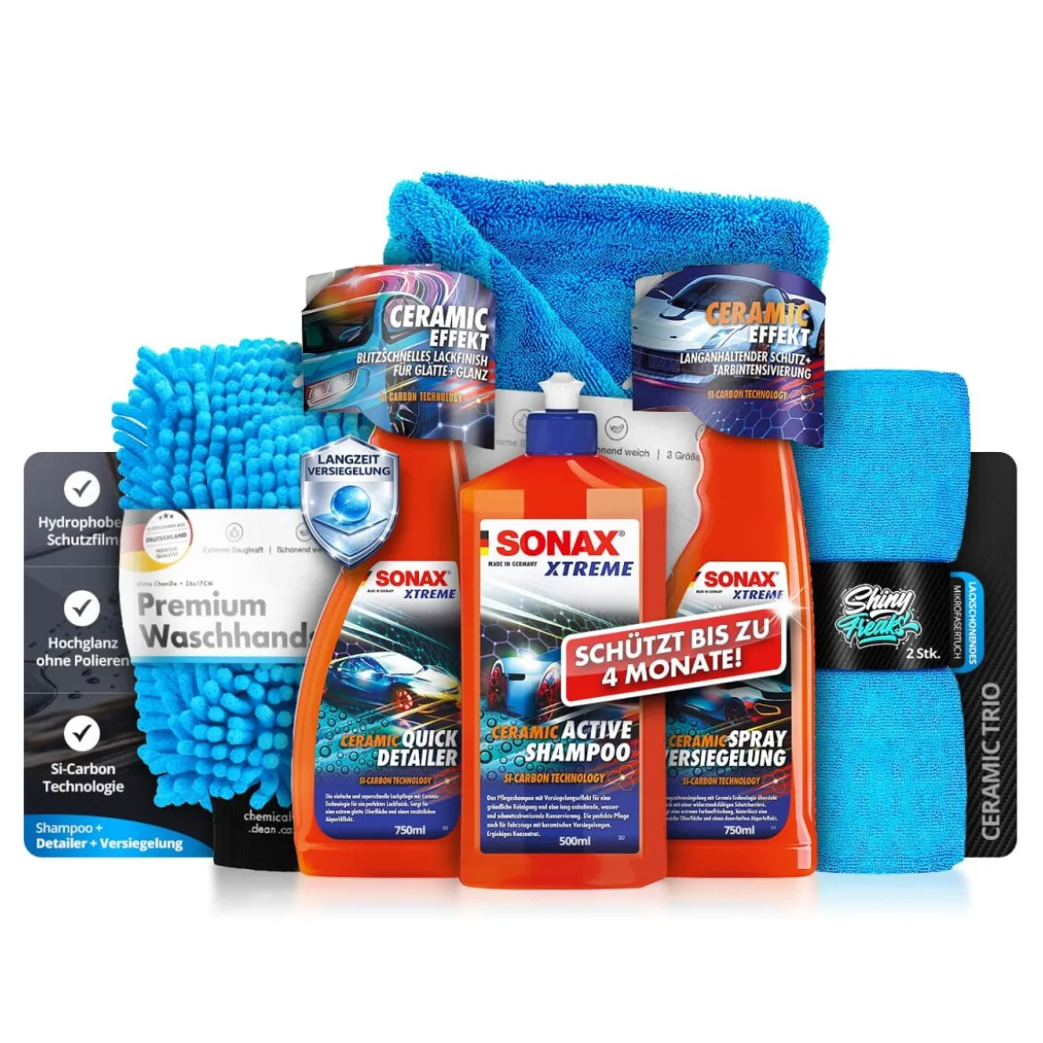 SONAX XTREME Versiegelungsset Ceramic + Shampoo + Zubehör (7-teilig)